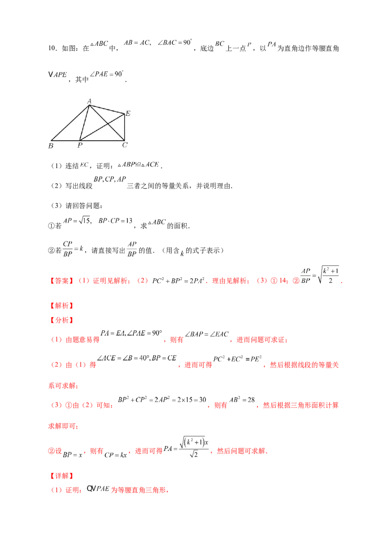 第一次月考难点特训（一）与勾股定理有关的压轴题（解析版）_北师大初中数学_8上-北师大版初中数学_旧版_06专项讲练