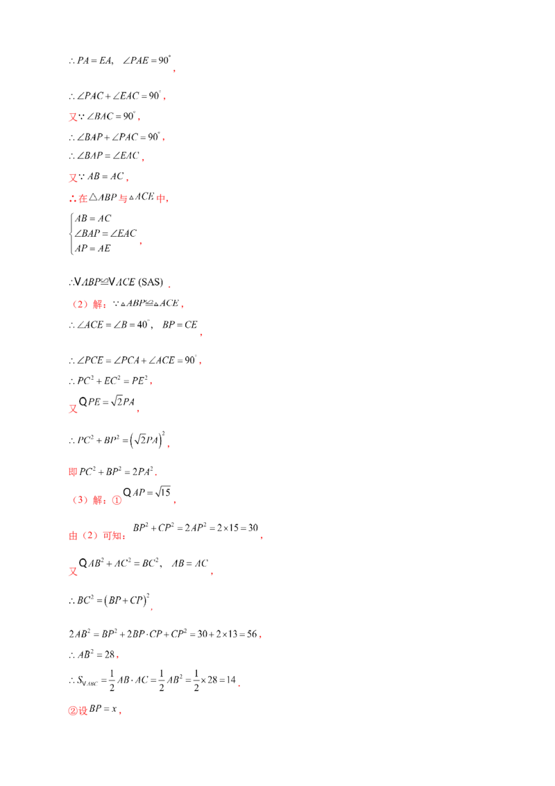 第一次月考难点特训（一）与勾股定理有关的压轴题（解析版）_北师大初中数学_8上-北师大版初中数学_旧版_06专项讲练