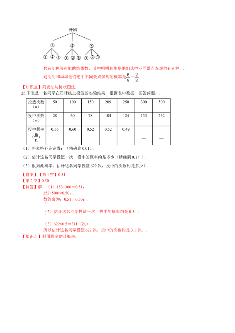 第三章概率的进一步认识（能力提升）（北师大版）（解析版）_北师大初中数学_9上-北师大版初中数学_05习题试卷_2单元试卷_单元测试（第2套）