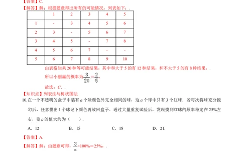 第三章概率的进一步认识（能力提升）（北师大版）（解析版）_北师大初中数学_9上-北师大版初中数学_05习题试卷_2单元试卷_单元测试（第2套）