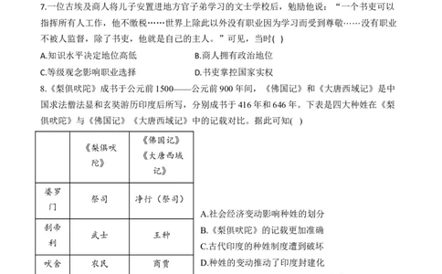 专题十二古代文明的产生与发展&mdash;&mdash;2025届高考历史考点剖析精创专题卷(含答案）_07高考历史_2025年新高考资料_一轮复习_2025届高考历史考点剖析练习（含解析）