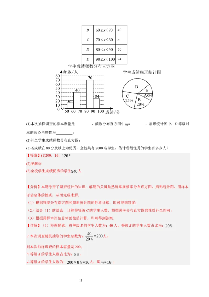 第六章数据的收集与整理（单元重点综合测试）（解析版）-2024-2025学年七年级数学上册单元速记&middot;巧练（北师大版2024）_北师大初中数学_7上-北师大版初中数学_05讲义练习