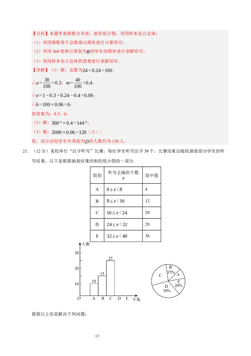 第六章数据的收集与整理（单元重点综合测试）（解析版）-2024-2025学年七年级数学上册单元速记&middot;巧练（北师大版2024）_北师大初中数学_7上-北师大版初中数学_05讲义练习