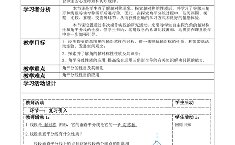 第五章《图形的轴对称》5.2简单的轴对称图形（角平分线）_北师大初中数学_7下-北师大版初中数学_7下-初中数学北师大版（2025春季新版）持续更新_1.课件+教案+单元整体教学设计（齐全）