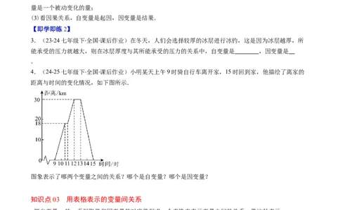 第6章第01讲用表格表示变量之间的关系（3个知识点+3类热点题型讲练+习题巩固）（原卷版）_北师大初中数学_7下-北师大版初中数学_7下-初中数学北师大版（2025春季新版）持续更新