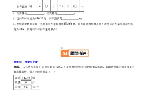 第6章第01讲用表格表示变量之间的关系（3个知识点+3类热点题型讲练+习题巩固）（原卷版）_北师大初中数学_7下-北师大版初中数学_7下-初中数学北师大版（2025春季新版）持续更新