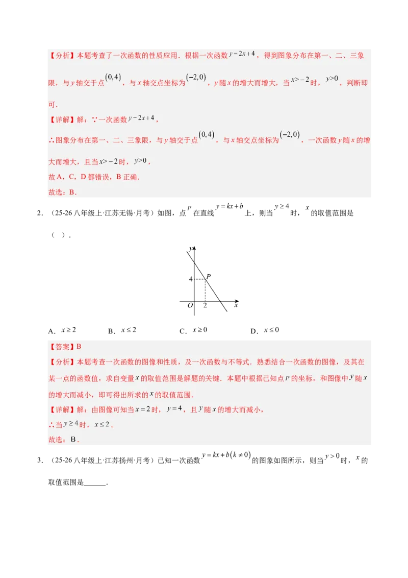 微专题04一元一次不等式与一次函数的综合应用（专项训练）（解析版）_北师大初中数学_8下-北师大版初中数学_2026春新版_第二套-东方_02.北师大数学8下试题+复习26春_专项训练