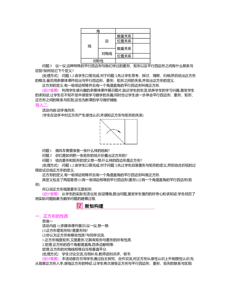 第1章特殊平行四边形_北师大初中数学_9上-北师大版初中数学_03教案_全册教案（第2套）