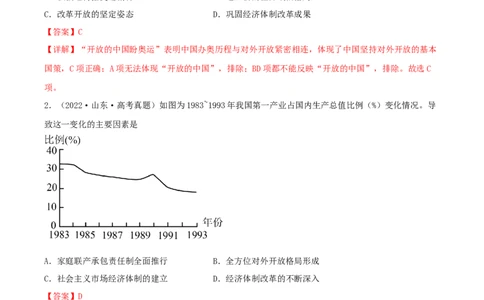 专题8现代中国的经济发展与社会生活真题与模拟测试（解析版）_07高考历史_新高考复习资料_2023年新高考复习资料_2023年高考历史二轮复习精讲+核心素养解读+典练292055524