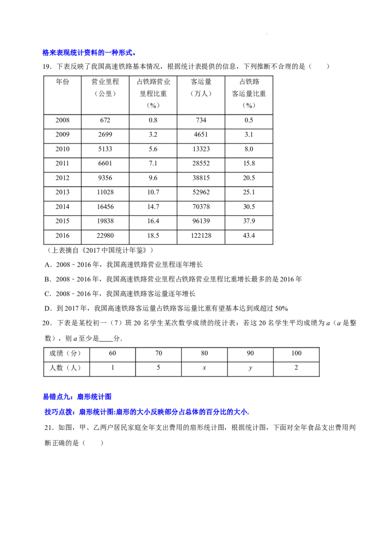 第六章数据的收集与整理（易错题归纳）（原卷版）-2024-2025学年七年级数学上册单元速记&middot;巧练（北师大版2024）_北师大初中数学_7上-北师大版初中数学_05讲义练习