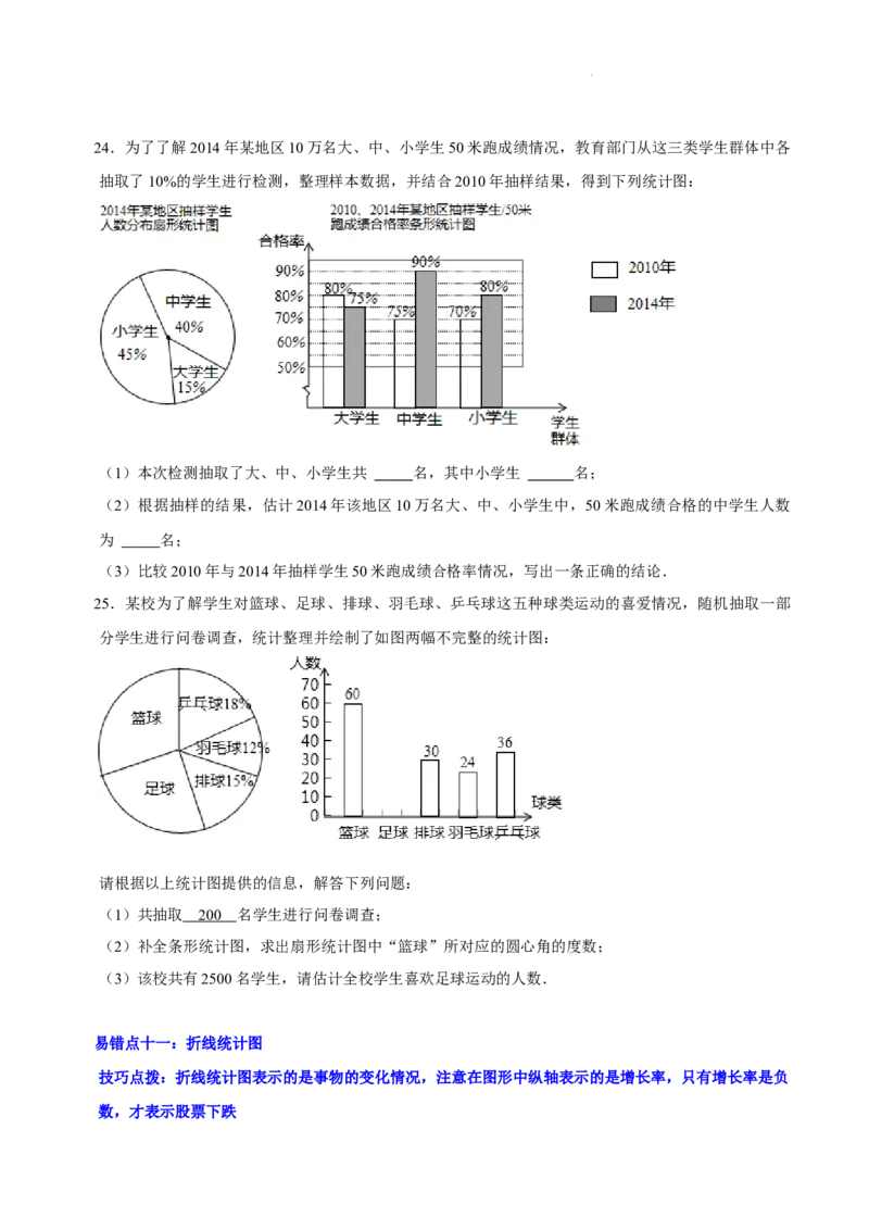 第六章数据的收集与整理（易错题归纳）（原卷版）-2024-2025学年七年级数学上册单元速记&middot;巧练（北师大版2024）_北师大初中数学_7上-北师大版初中数学_05讲义练习