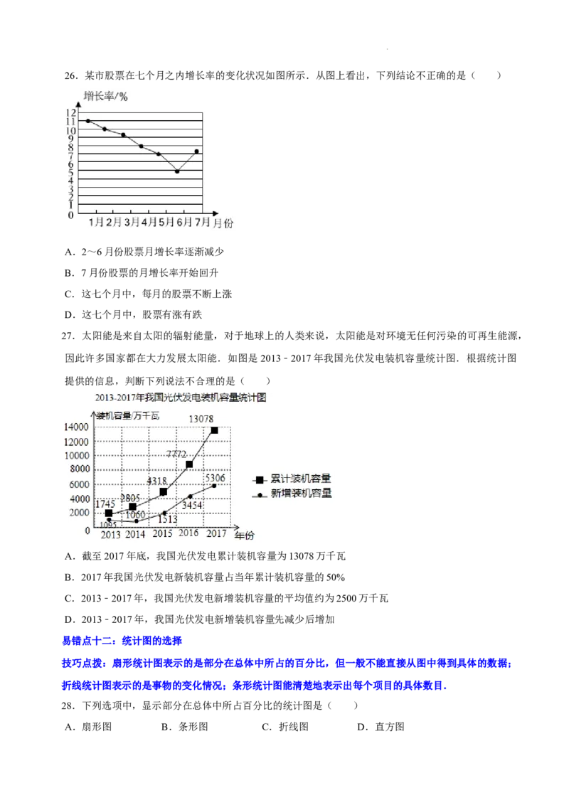 第六章数据的收集与整理（易错题归纳）（原卷版）-2024-2025学年七年级数学上册单元速记&middot;巧练（北师大版2024）_北师大初中数学_7上-北师大版初中数学_05讲义练习