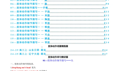 专题03读后续写16个部位肢体动作词-句-文仿写（讲义）解析版_2025年新高考资料_二轮复习_01高考语文等多个文件_上好课2025年高考英语二轮复习讲练测（新高考通用）_第七部分写作