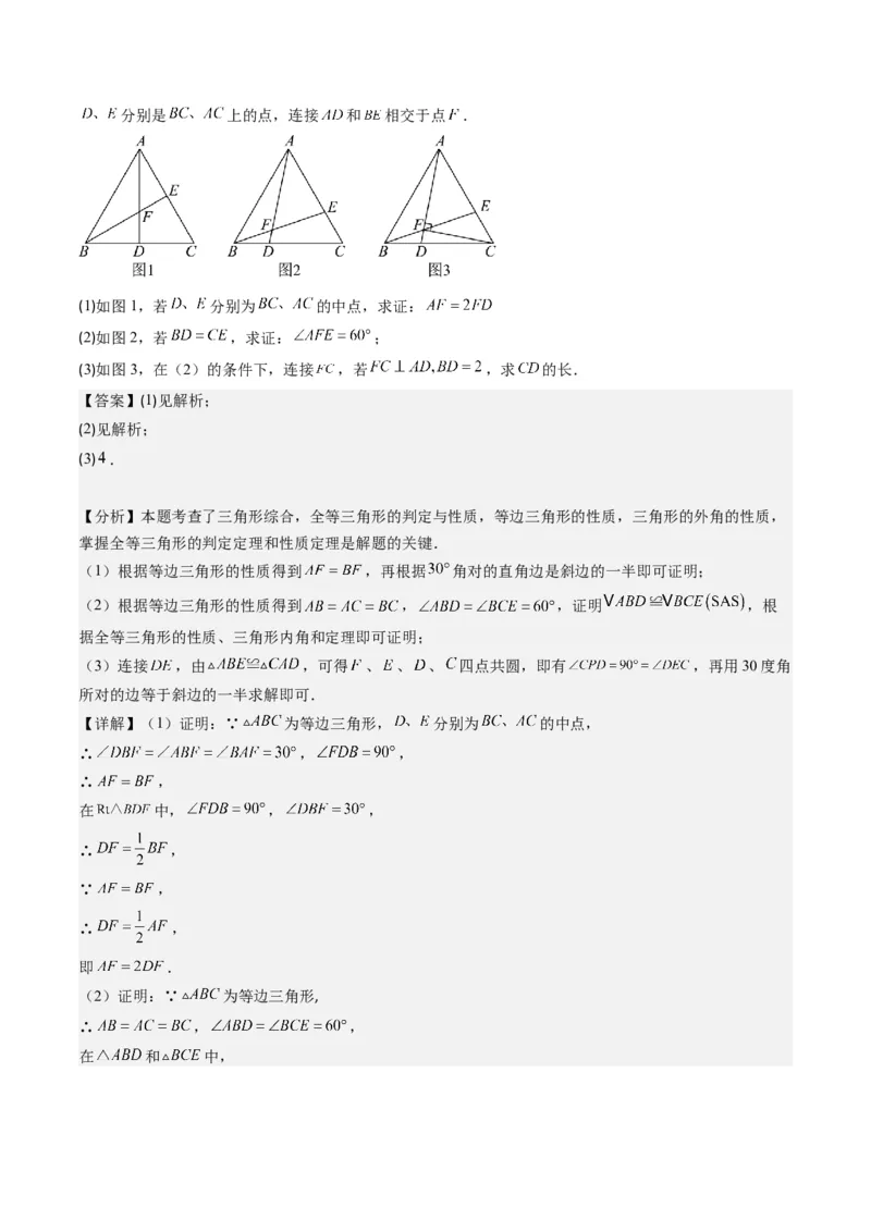 第一章第02讲等边三角形的性质与判定(4类热点题型讲练)（解析版）_北师大初中数学_8下-北师大版初中数学_旧版-可参考_05习题试卷