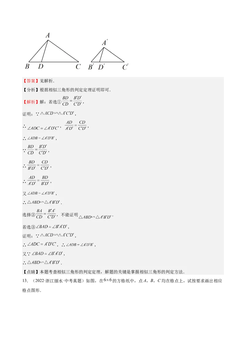 第23课探索三角形相似的条件相似三角形判定定理的证明（解析版）_北师大初中数学_9上-北师大版初中数学_05习题试卷_1课时练习_同步练习（第2套）