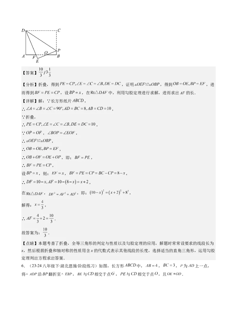 第05讲解题技巧专题：利用勾股定理解决折叠问题(6类热点题型讲练)（解析版）_北师大初中数学_8上-北师大版初中数学_旧版_05习题试卷