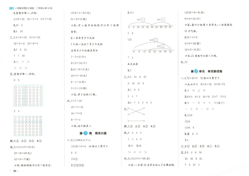 2025秋一本周末小测卷数学2上SJ_小学语数英上册《一本周末小测卷》_25秋1-6年级上册数学苏教版一本周末小测卷