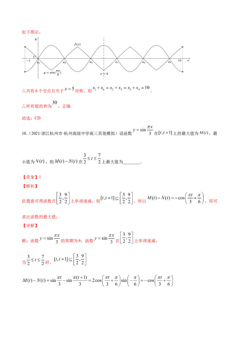 专题5.3三角函数的图象与性质2022年高考数学一轮复习讲练测（新教材新高考）（练）解析版_02高考数学_新高考复习资料_2022年新高考资料