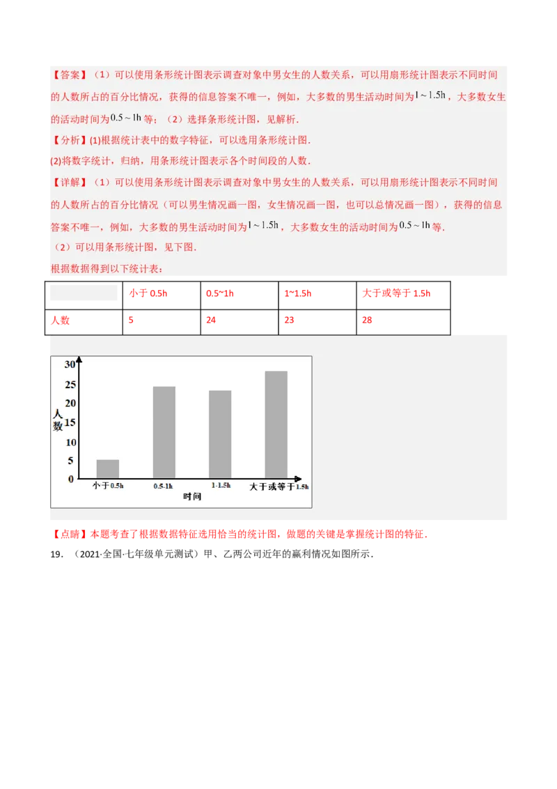 第六章数据的收集与整理（单元测试）（解析版）_北师大初中数学_7上-北师大版初中数学_7上-初中数学北师大（旧版）赠送_05习题试卷_2单元试卷_单元测试（第1套）