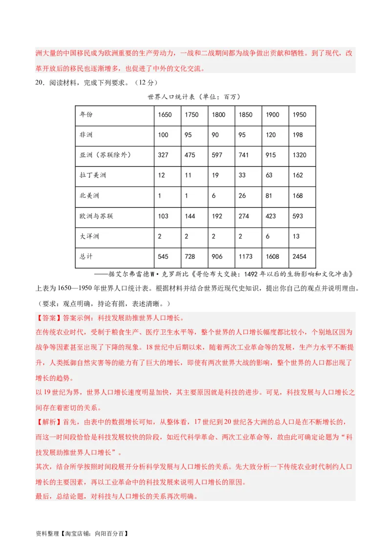 专题突破卷34人口迁徙、文化交融与认同（解析版）_07高考历史_新高考复习资料_2024年新高考复习资料_一轮复习资料_完2024年高考历史一轮复习考点通关卷（新高考通用）_专题突破卷