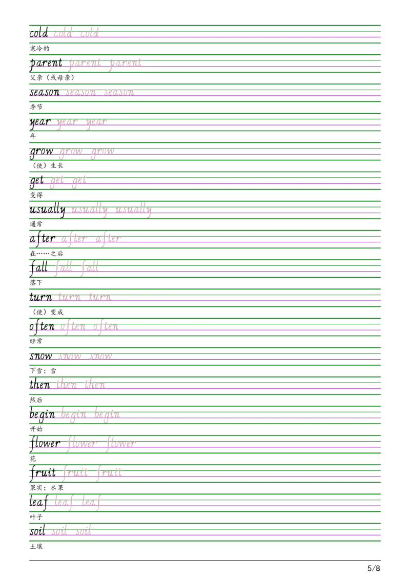 2025秋四上沪教牛津版意大利斜体（手写体）字帖_小学教辅2026新版+暑假衔接_《小学英语单词默写表》_沪教牛津版（2025秋）_2025秋四上沪教牛津版字帖