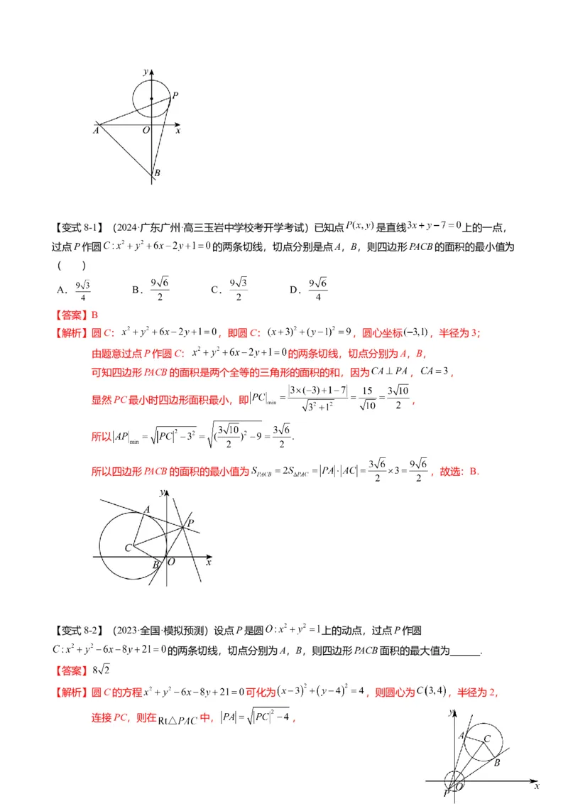 重难点7-1圆的最值与范围问题（8题型+满分技巧+限时检测）（解析版）_2024年新高考资料_3.2024专项复习_2024年高考数学热点&middot;重点&middot;难点专练（新高考专用）
