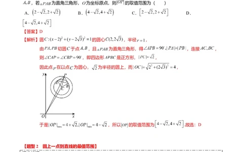 重难点7-1圆的最值与范围问题（8题型+满分技巧+限时检测）（解析版）_2024年新高考资料_3.2024专项复习_2024年高考数学热点&middot;重点&middot;难点专练（新高考专用）