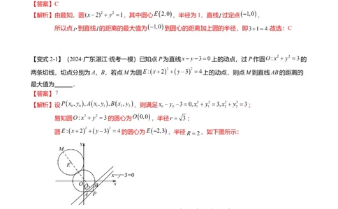 重难点7-1圆的最值与范围问题（8题型+满分技巧+限时检测）（解析版）_2024年新高考资料_3.2024专项复习_2024年高考数学热点&middot;重点&middot;难点专练（新高考专用）