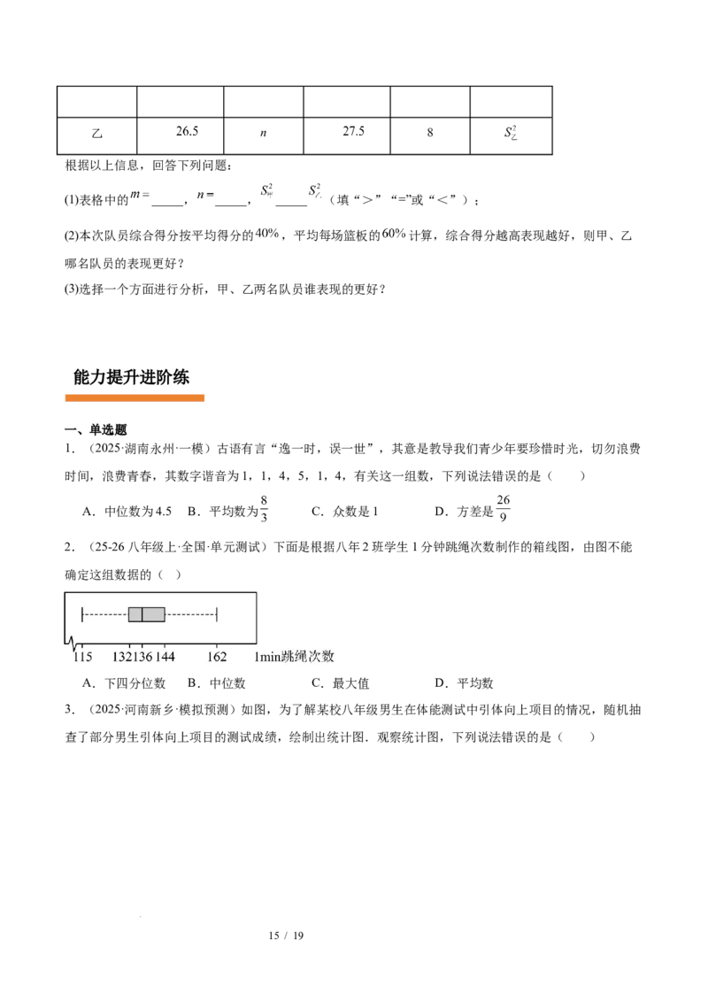 第6章数据的分析（复习讲义）（学生版）_北师大初中数学_8上-北师大版初中数学_初中数学北师大8上-2025秋季新版_第二套推荐25_10复习讲义+复习课件
