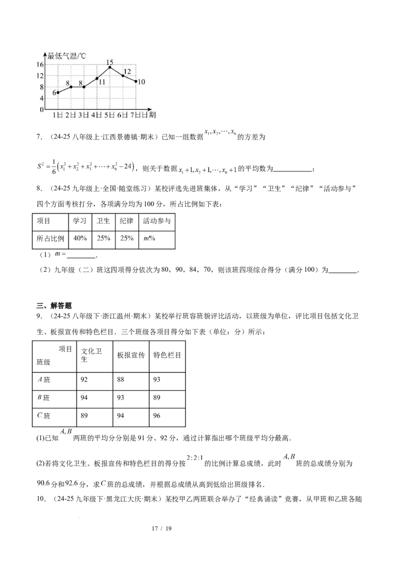 第6章数据的分析（复习讲义）（学生版）_北师大初中数学_8上-北师大版初中数学_初中数学北师大8上-2025秋季新版_第二套推荐25_10复习讲义+复习课件
