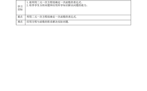 核心素养目标5.7用二元一次方程组确定一次函数表达式教学设计_北师大初中数学_8上-北师大版初中数学_旧版_01课件+教案核心素养目标_教案