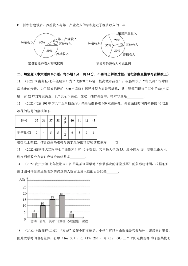 第六章数据的收集与整理章末检测卷（原卷版）_北师大初中数学_7上-北师大版初中数学_7上-初中数学北师大（旧版）赠送_05习题试卷_2单元试卷_单元测试（第3套）