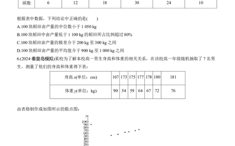 专题五　微专题3　统计与成对数据的统计分析_02高考数学_2025年新高考资料_二轮复习_2025年高考数学大二轮_2025数学二轮专题复习学生用书Word版文档_专题强化练