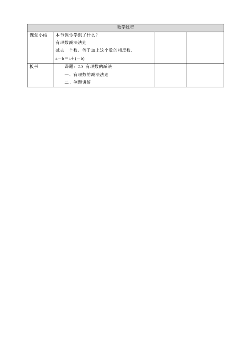 核心素养目标2.5有理数的减法教学设计_北师大初中数学_7上-北师大版初中数学_7上-初中数学北师大（旧版）赠送_01课件+教案核心素养目标_教案