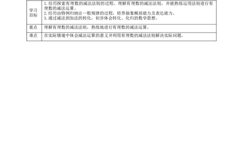 核心素养目标2.5有理数的减法教学设计_北师大初中数学_7上-北师大版初中数学_7上-初中数学北师大（旧版）赠送_01课件+教案核心素养目标_教案