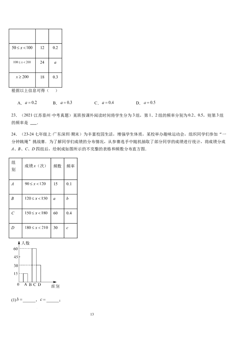 北师大版第16讲数据的收集与整理（10个知识点+8种题型+过关检测）（原卷版）_北师大初中数学_7上-北师大版初中数学_7上-初中数学北师大（2024新版）持续更新_03课件+练习