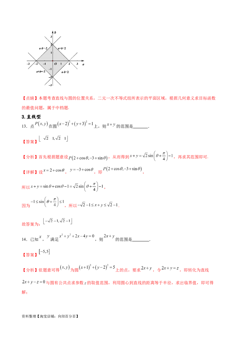 专题突破卷22求圆的最值与范围（解析版）_02高考数学_新高考复习资料_2024年新高考资料_一轮复习资料_完2024年高考数学一轮复习考点通关卷（新高考）_专题突破卷