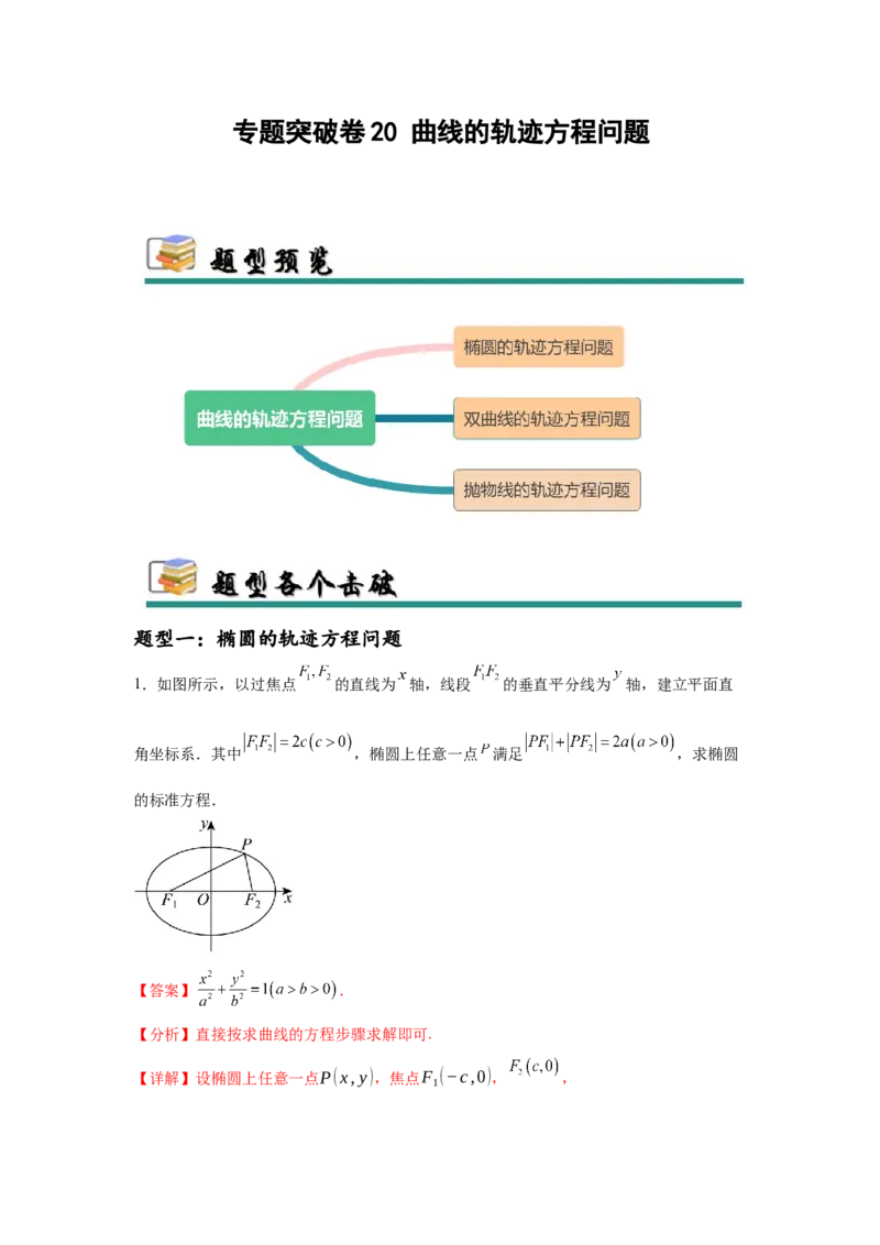 专题突破卷20曲线的轨迹方程问题（解析版）_02高考数学_2025年新高考资料_一轮复习_2025年高考数学一轮复习考点通关卷（新高考通用）