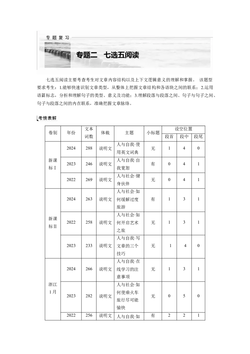 专题二　解法1　利用设空位置选句淘宝店：红太阳资料库_03高考英语_2025年新高考资料_二轮复习_2025年高考英语大二轮_教师用书Word版文档_阅读篇&mdash;&mdash;四选一阅读和七选五阅读