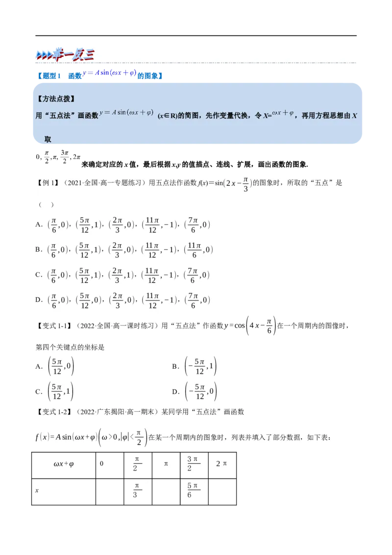 专题4.9函数y=Asin(&omega;x+&phi;)的图象及应用-重难点题型精讲（举一反三）（新高考地区专用）（原卷版）_02高考数学_新高考复习资料_2023年新高考资料_一轮复习