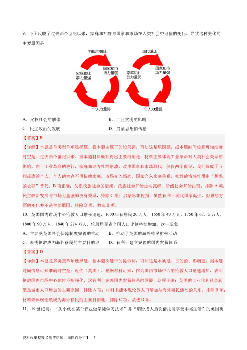 专题突破卷15工业革命与马克思主义的诞生（解析版）_07高考历史_新高考复习资料_2024年新高考复习资料_一轮复习资料_完2024年高考历史一轮复习考点通关卷（新高考通用）