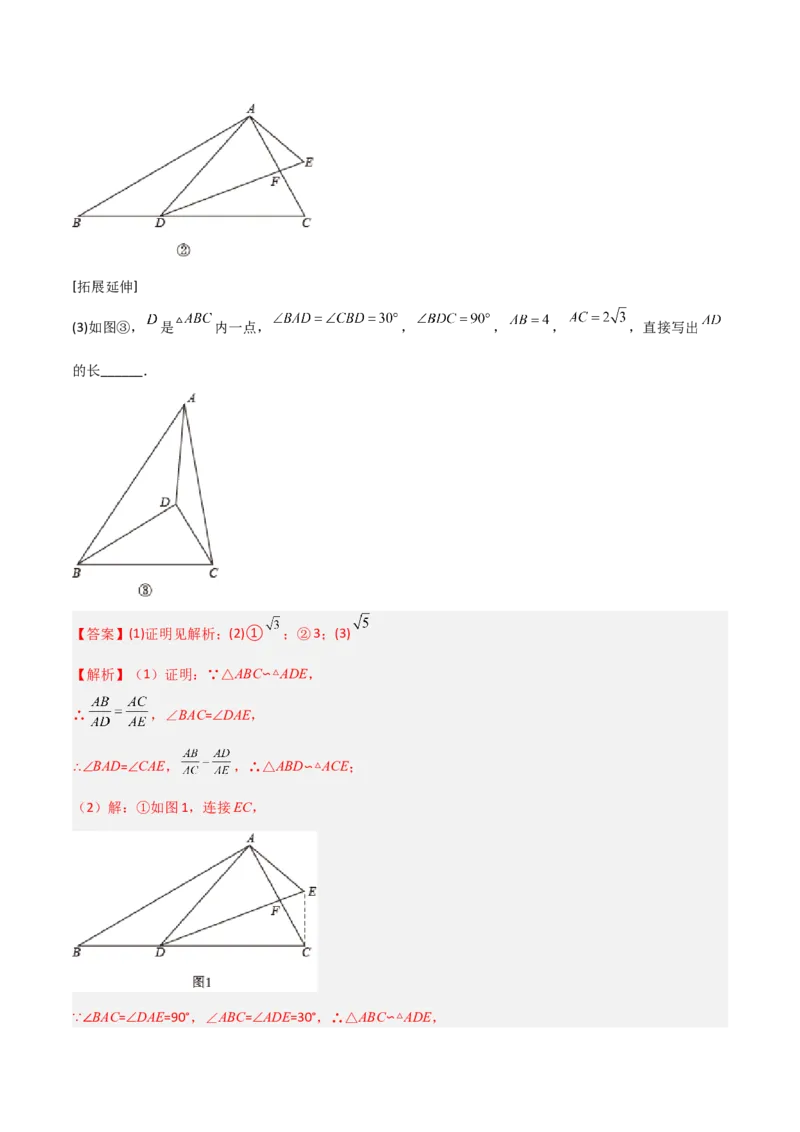 相似三角形基本模型综合培优训练（一）（解析版）_北师大初中数学_9下-北师大版初中数学_06专项讲练_2022-2023学年九年级数学相似三角形基本模型探究（北师大版）