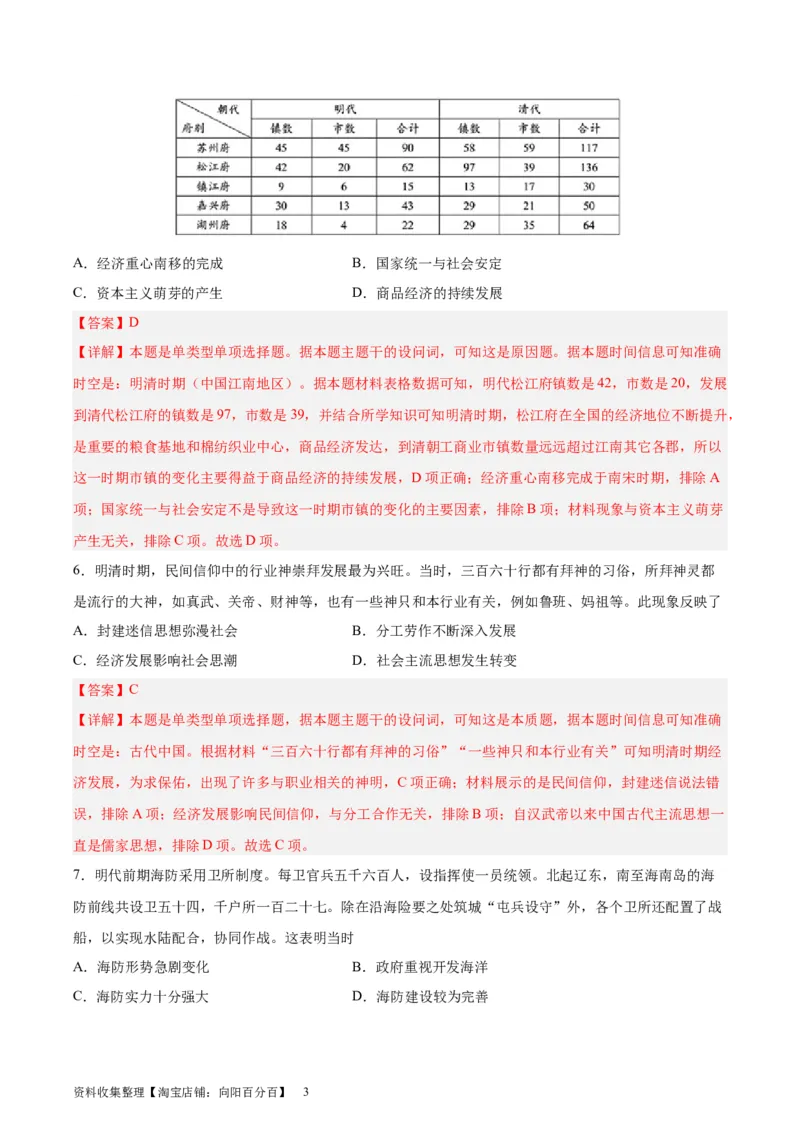 专题突破卷04明清中国版图的奠定与面临的挑战（解析版）_07高考历史_新高考复习资料_2024年新高考复习资料_一轮复习资料_完2024年高考历史一轮复习考点通关卷（新高考通用）