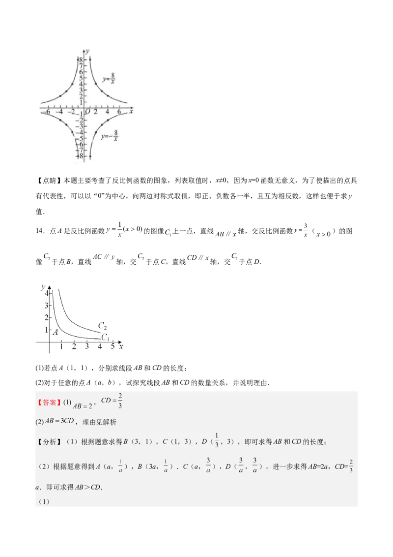 第35课反比例函数的图像（解析版）_北师大初中数学_9上-北师大版初中数学_05习题试卷_1课时练习_同步练习（第2套）
