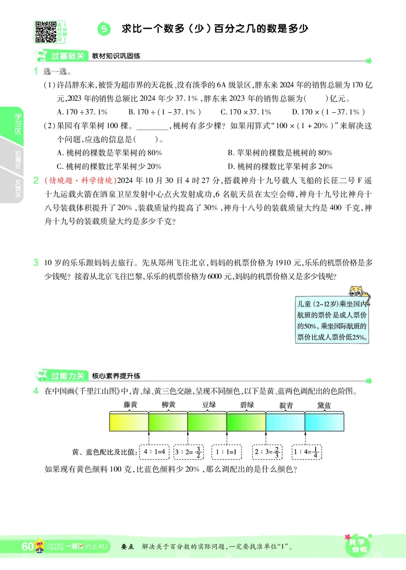 2025秋一遍过数学RJ6上_25秋小学语数英1-6年级上册《一遍过》合集_25秋人教版数学《一遍过》1-6年级上_六年级上册