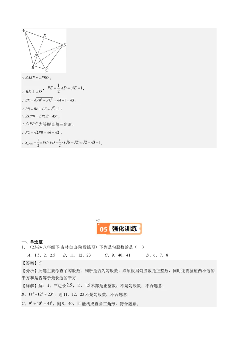 第02讲一定是直角三角形吗（解析版）_北师大初中数学_8上-北师大版初中数学_旧版_05习题试卷_帮课堂2023-2024学年八年级数学上册同步学与练（北师大版）