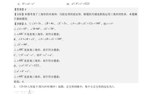 第02讲一定是直角三角形吗（解析版）_北师大初中数学_8上-北师大版初中数学_旧版_05习题试卷_帮课堂2023-2024学年八年级数学上册同步学与练（北师大版）