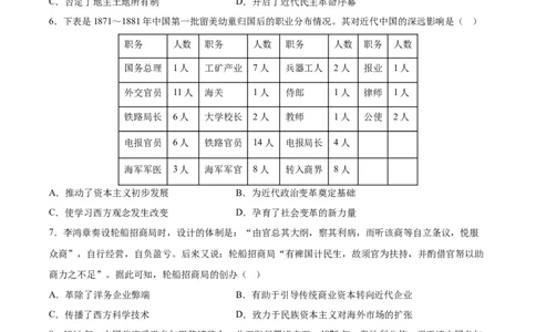 专题突破卷05晚清内忧外患与救亡图存(原卷版)_07高考历史_新高考复习资料_2024年新高考复习资料_一轮复习资料_完2024年高考历史一轮复习考点通关卷（新高考通用）_专题突破卷