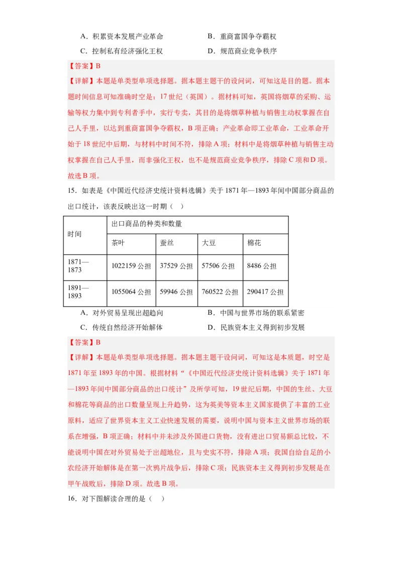 世界市场与商业贸易-2023-2024学年高三历史二轮（专题训练）解析版_07高考历史_2024年新高考资料_2.2024二轮复习_2024届高三历史统编版二轮复习专项训练