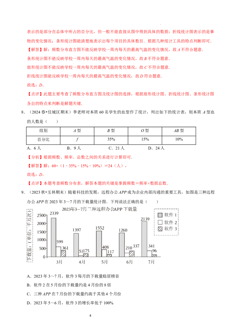 第6章数据的收集与整理（解析版）_北师大初中数学_7上-北师大版初中数学_7上-初中数学北师大（2024新版）持续更新_03课件+练习_2024-2025学年七年级数学上册同步精品课堂（北师大版2024）